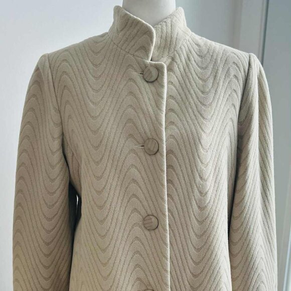 Vintage Lisa Fashion Rich Cream Textured Angora & Wool Long Coat – US 12 - Picture 2 of 14